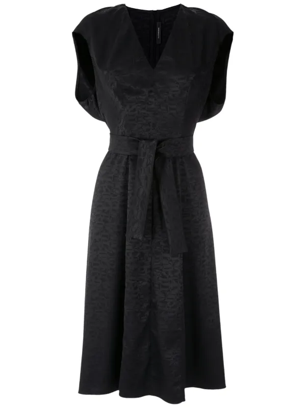 Grigio Abito midi con scollo a V Farfetch Donna Abbigliamento Vestiti Vestiti midi 