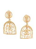 CHANEL Pre-Owned 1980s CC birdcage clip-on earrings - Gold