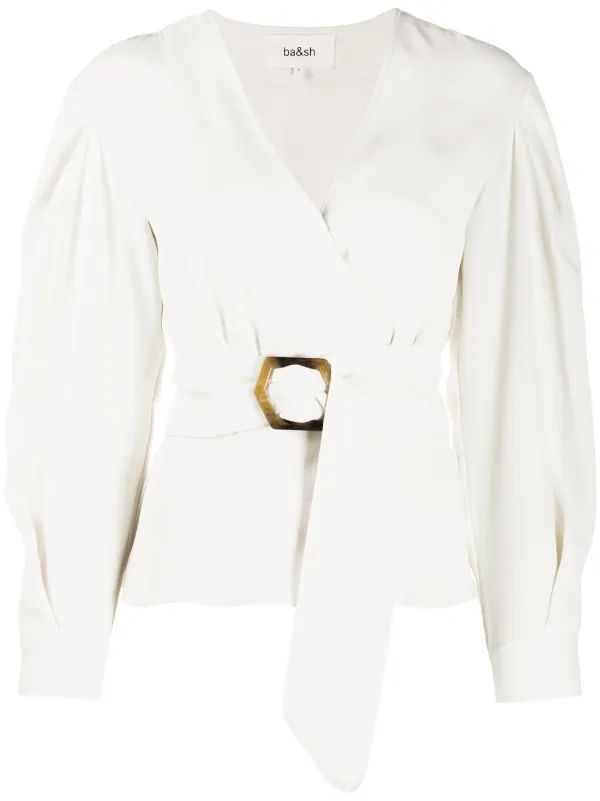 belted wrap blouse