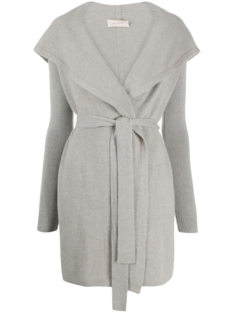 Gentry Portofino Cashmere Knit Robe Cardi-coat In Grey