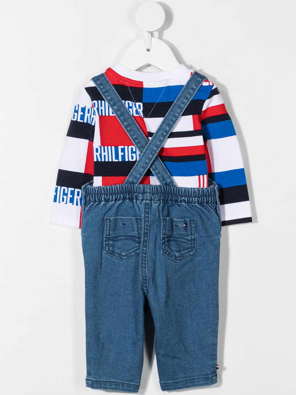 фото Tommy hilfiger junior комплект из джинсового комбинезона и топа с логотипом