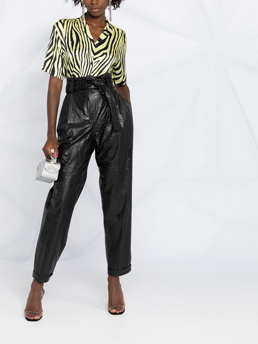 фото Amen crocodile-effect high-waisted trousers