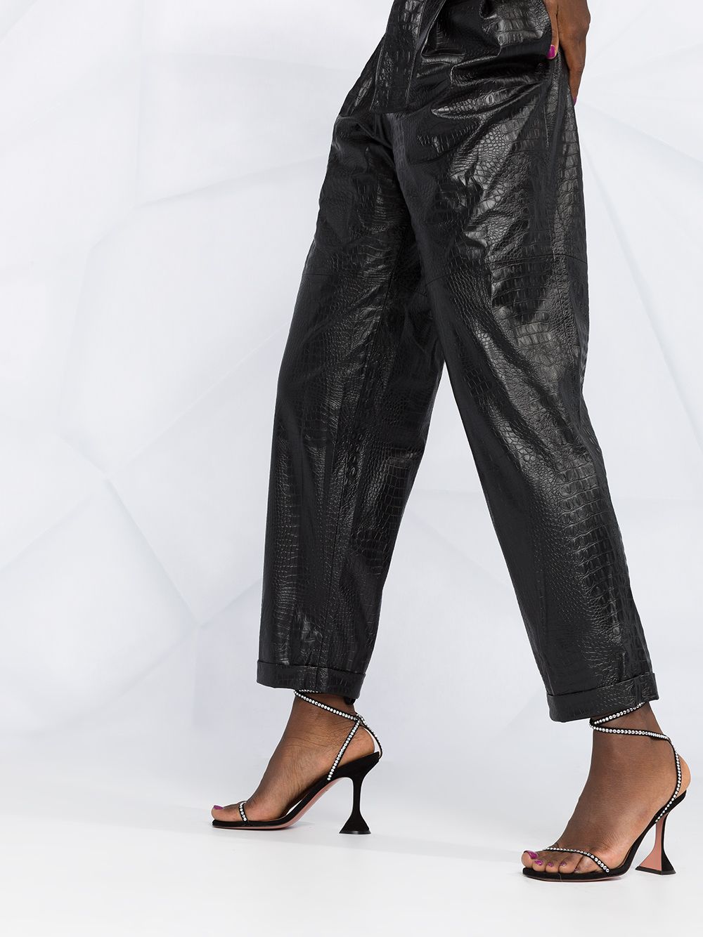 фото Amen crocodile-effect high-waisted trousers