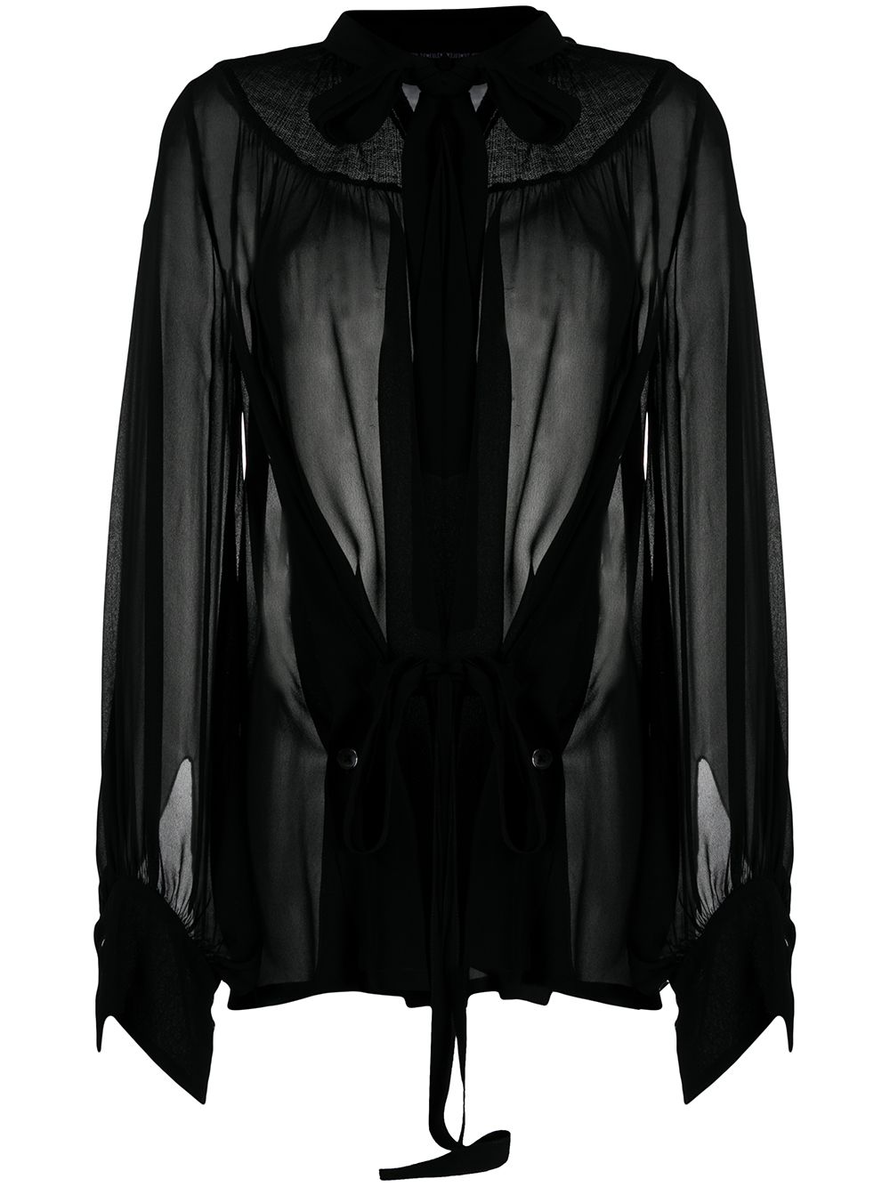 Shop Ann Demeulemeester Pussy-bow Tie-waist Blouse In Black