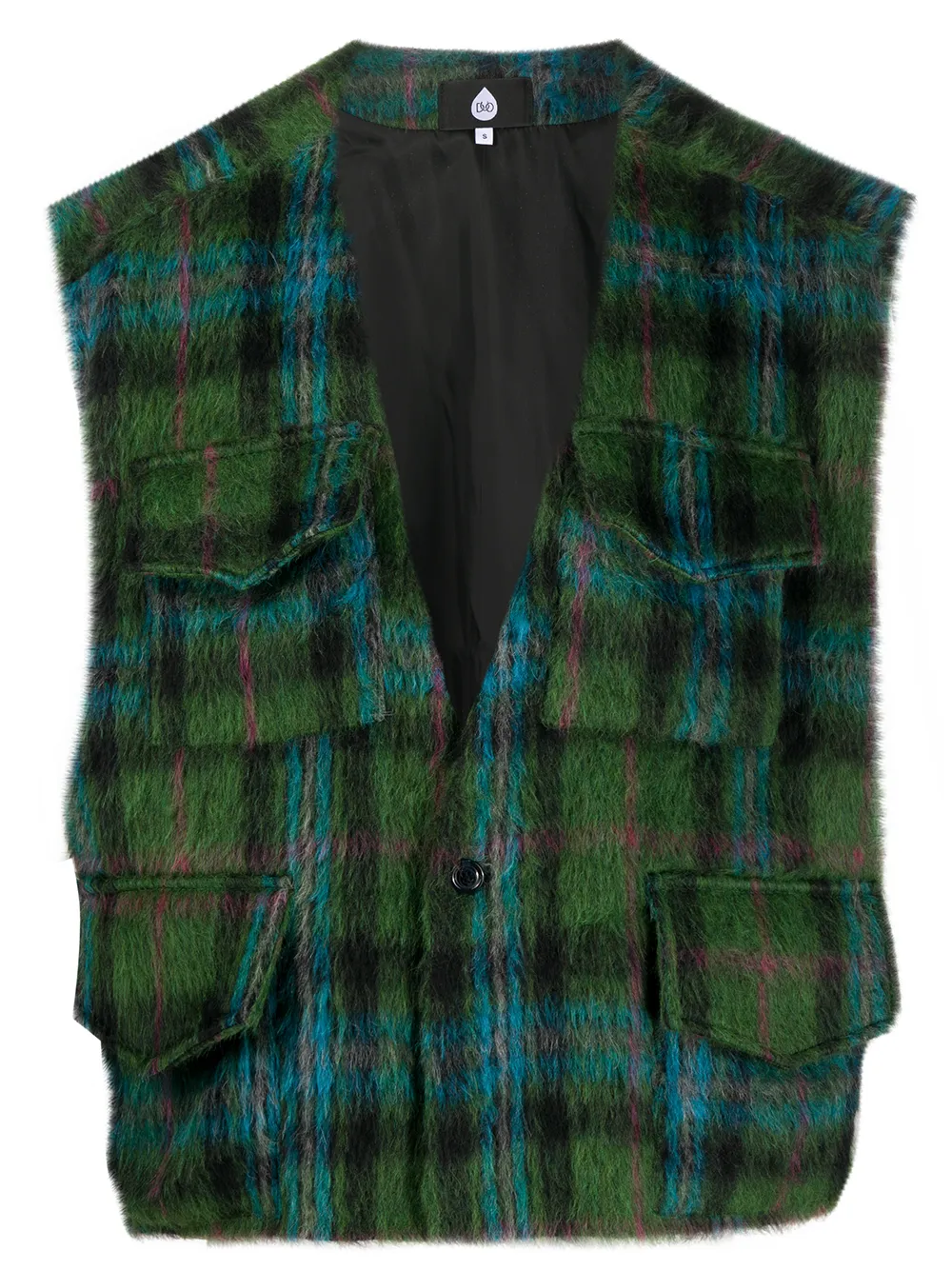 Duoltd Oversized Check Sleeveless Jacket In Green