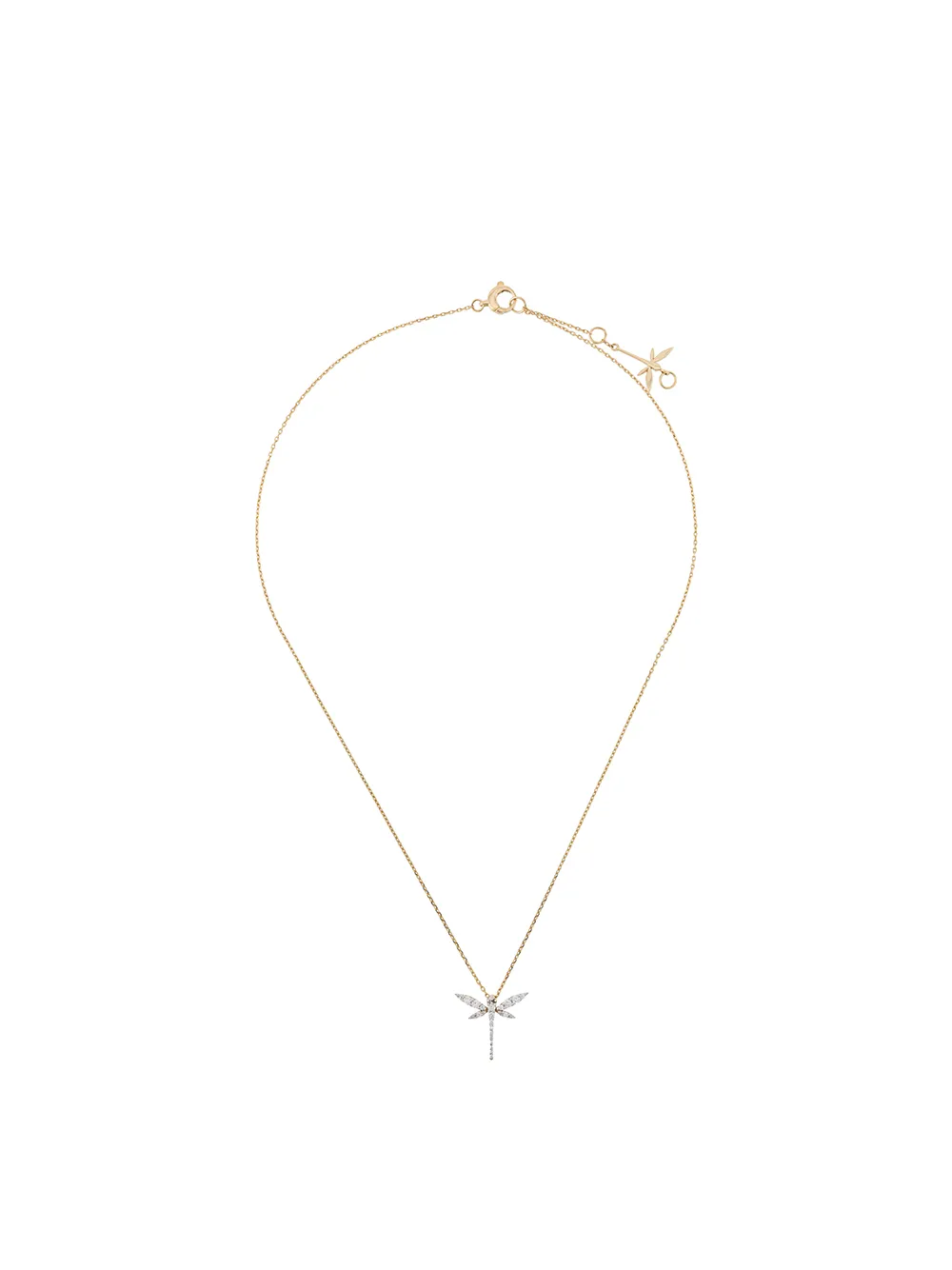 фото Anapsara 18kt yellow gold and diamond mini dragonfly necklace