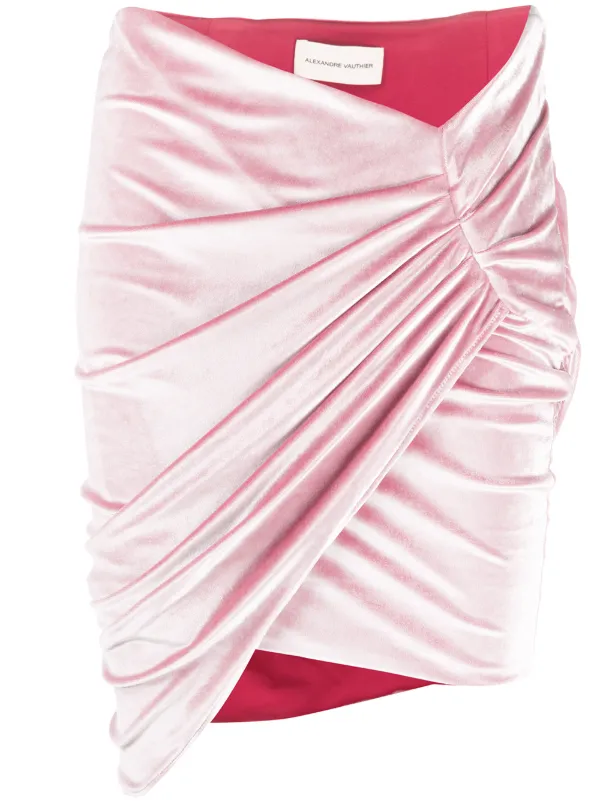 pink ruched mini skirt