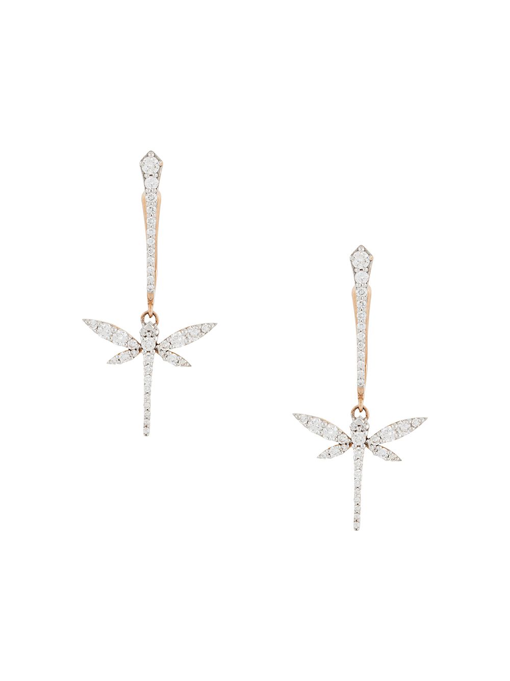 фото Anapsara 18kt rose gold and diamond mini dragonfly earrings