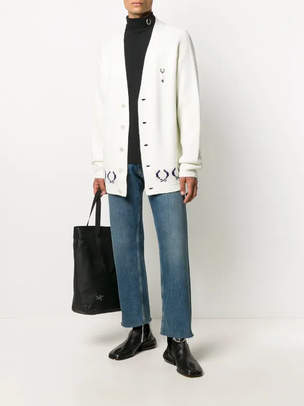 Raf Simons X Fred Perry Logo Jacquard Knit Cardigan Farfetch Raf Simons X Fred Perry Logo Jacquard Knit Cardigan Farfetch