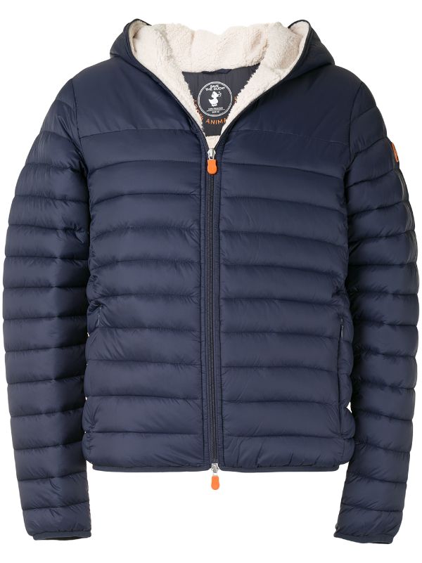 Shop Blue Save The Duck Fleece Lining Hooded Puffer Jacket With Express Delivery Farfetch