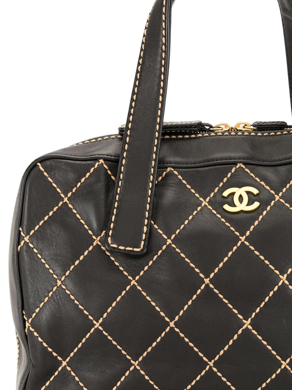 Chanel Beige Leather Wild Stitch Boston Bag Q6B04J43IB005