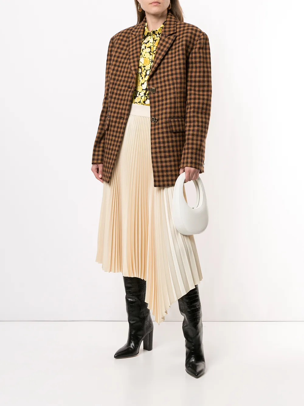  Rejina Pyo Karierter Blazer   Braun 