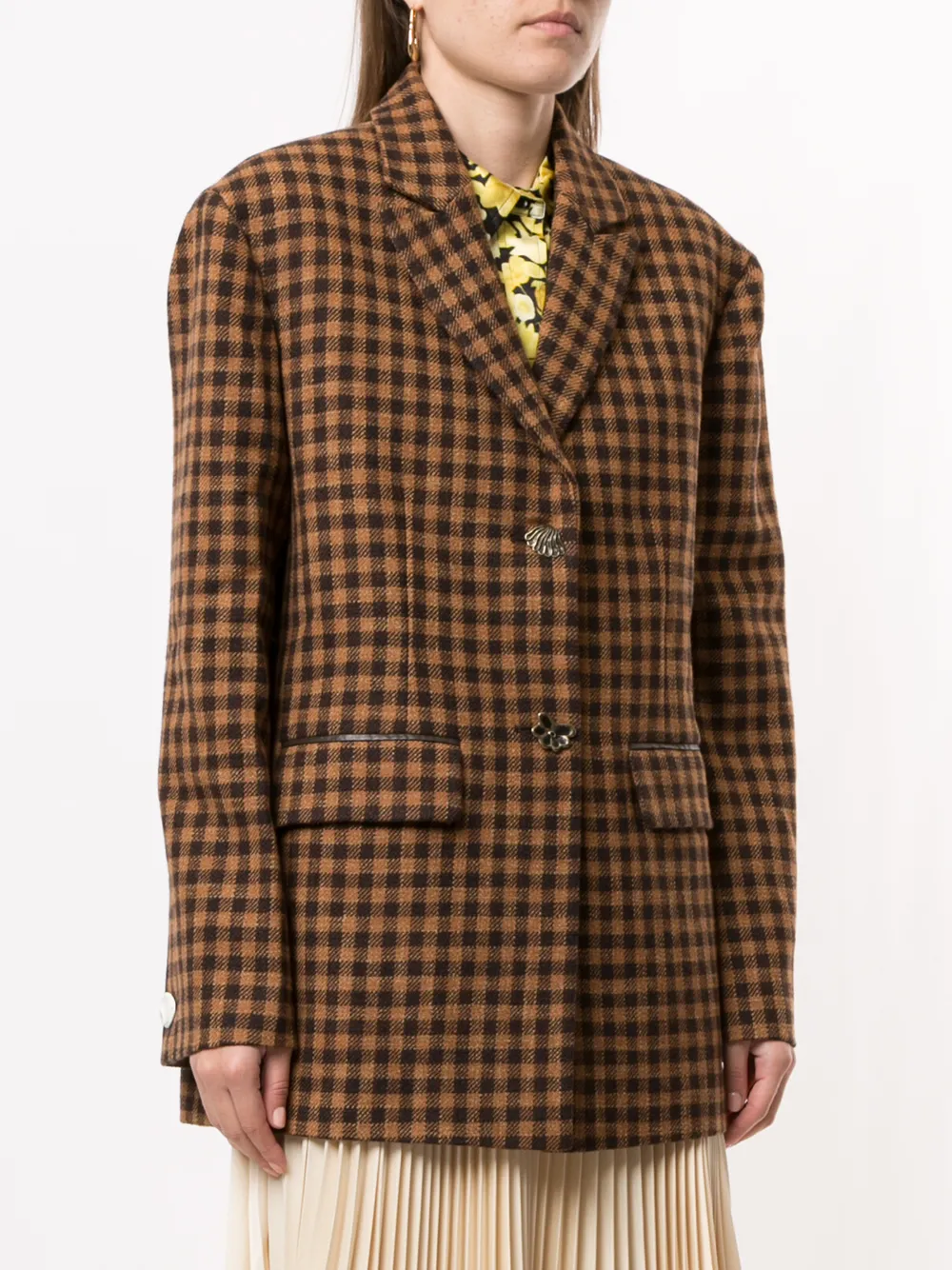  Rejina Pyo Karierter Blazer   Braun 