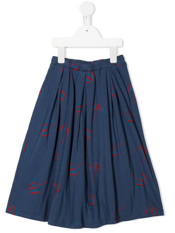 blue midi skater skirt