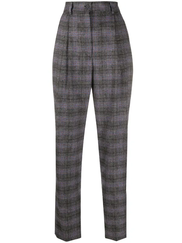 high waisted tartan trousers