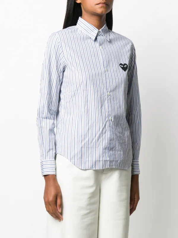 コムデギャルソン　play ハートパッチ　ストライプシャツ Comme Des Garçons Play ハートパッチ ストライプ シャツ