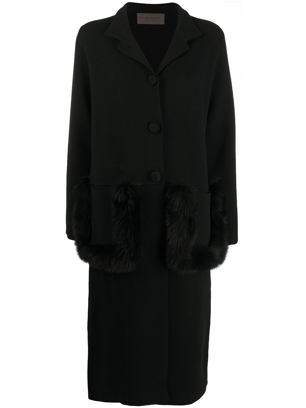 фото D.exterior knit faux-fur trim coat