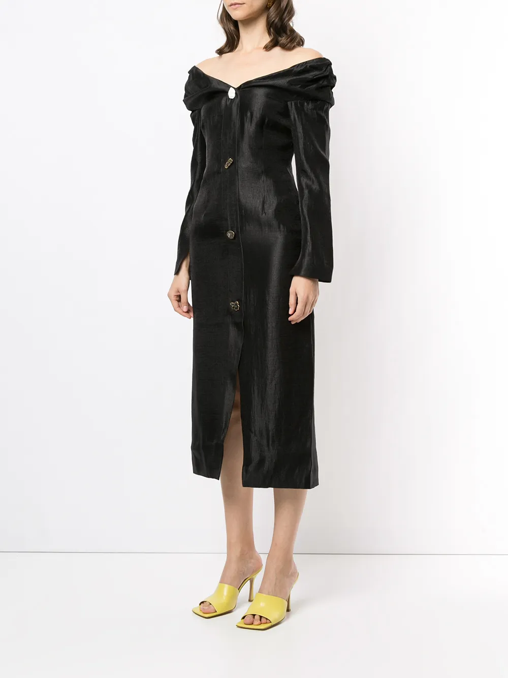 Rejina Pyo Off-shoulder midi-jurk Zwart