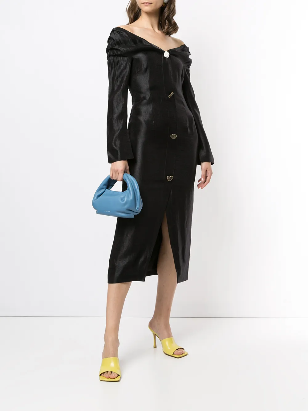 Rejina Pyo Off-shoulder midi-jurk - Zwart