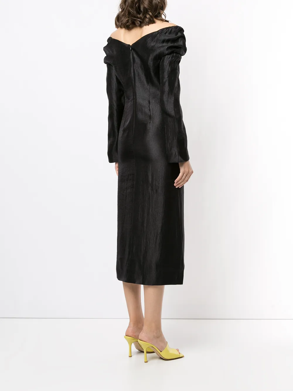 Rejina Pyo Off-shoulder midi-jurk Zwart