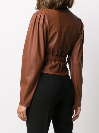 faux leather belted shirt展示图