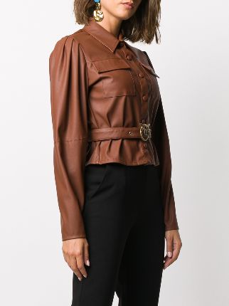 faux leather belted shirt展示图