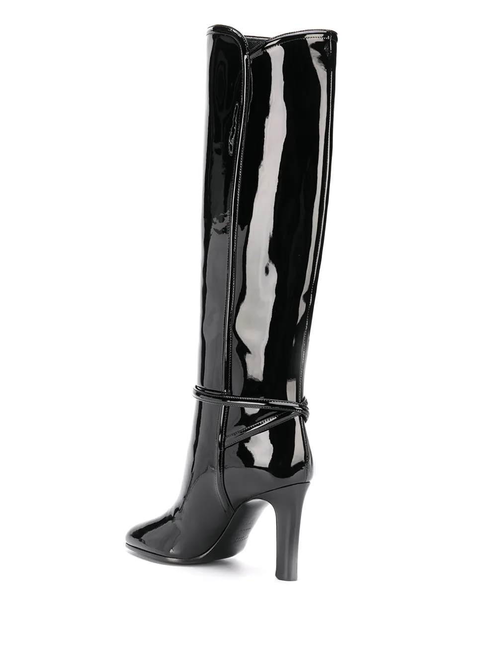 Saint Laurent patent square toe boot Black