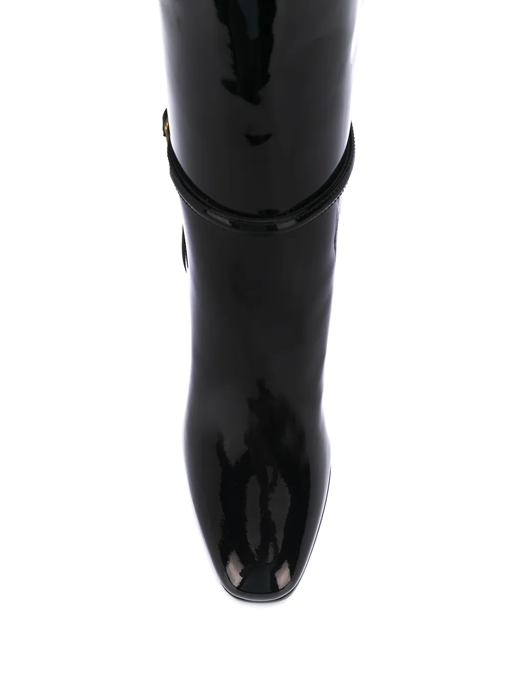 Saint Laurent patent square toe boot Black