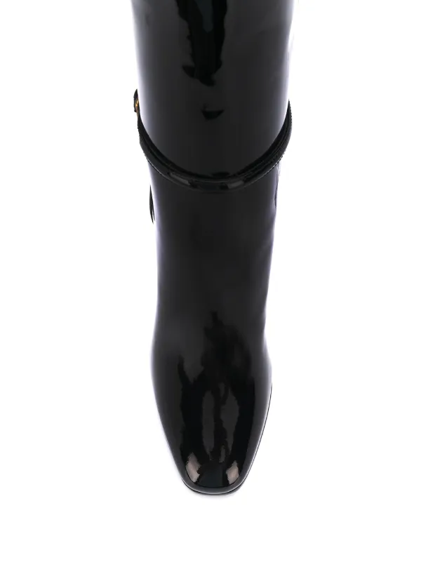 Saint Laurent 95mm Patent square-toe Boots | Black | FARFETCH