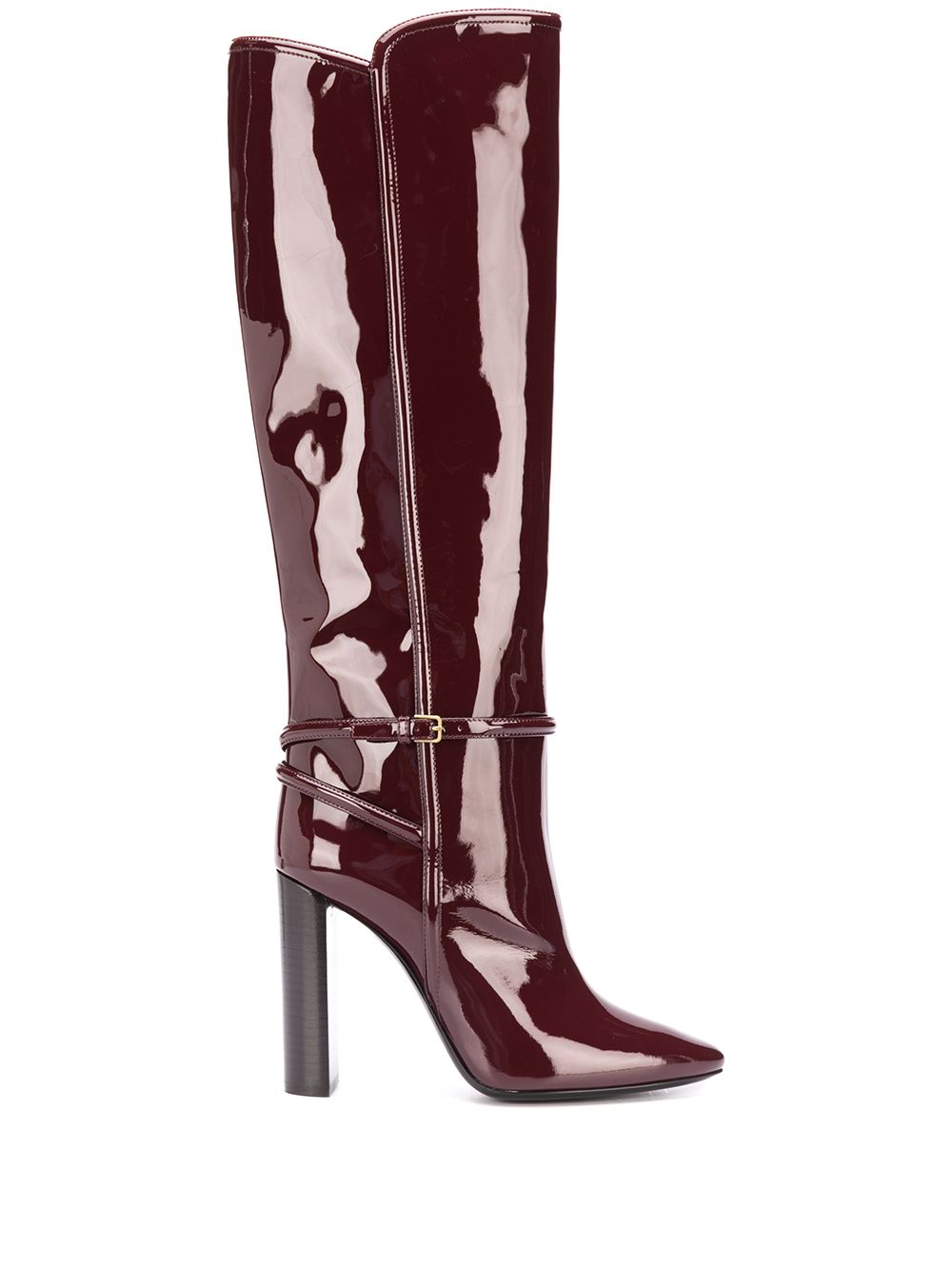 Saint Laurent patent pointed toe boot Red