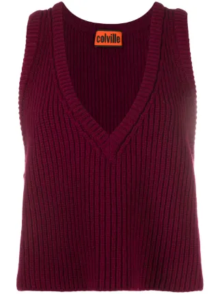 red v neck vest