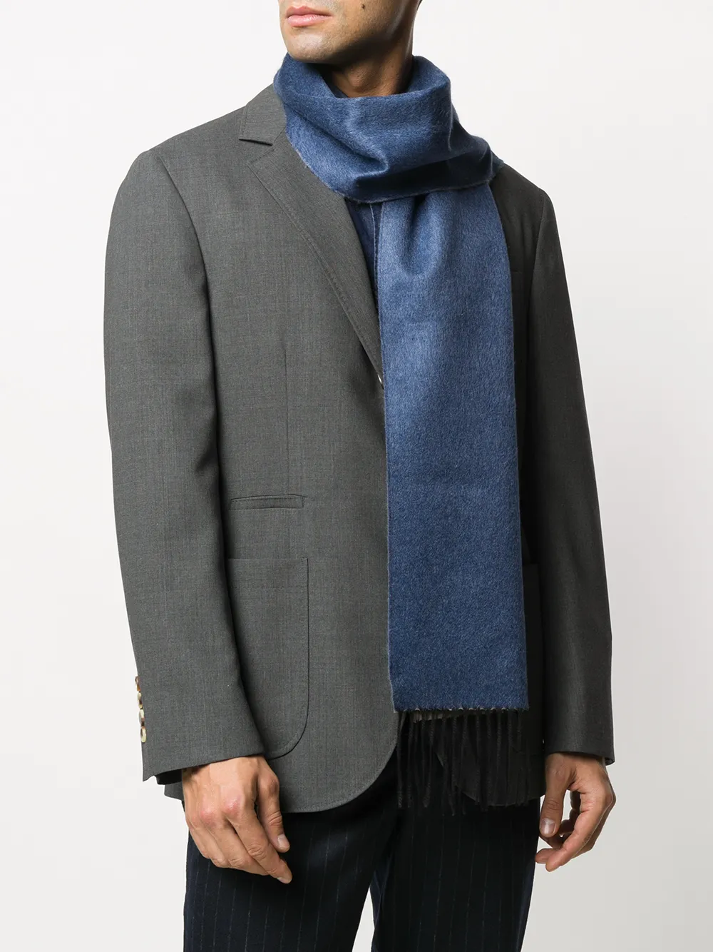 фото Canali embroidered logo knitted scarf