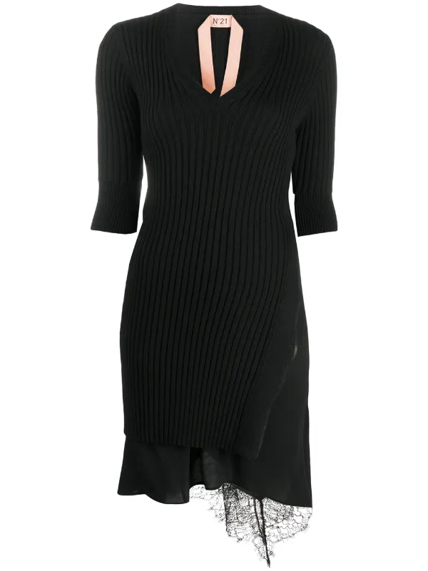 black lace hem dress