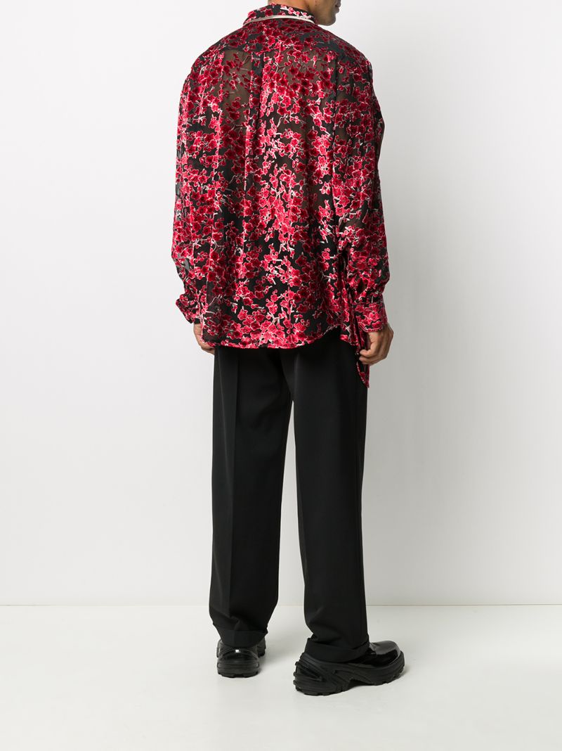 Shop Y/project Floral Ruched Shirt In Black