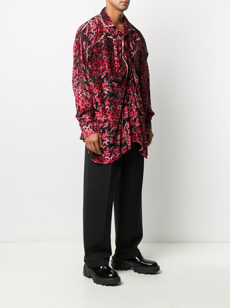 Shop Y/project Floral Ruched Shirt In Black