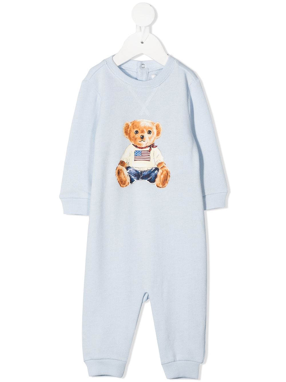 Ralph Lauren Babies' Bear Logo Romper In Blue