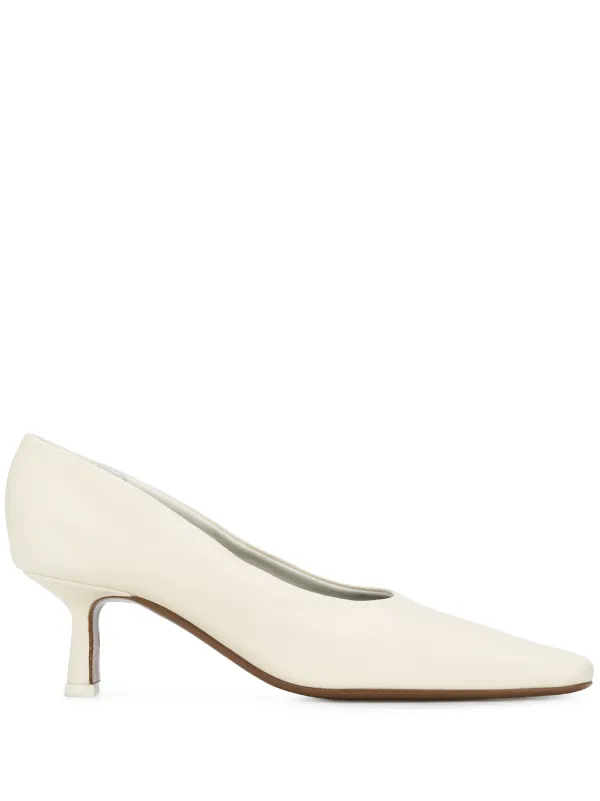 beige kitten heel pumps
