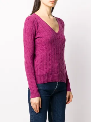 v-neck cable knit sweater展示图