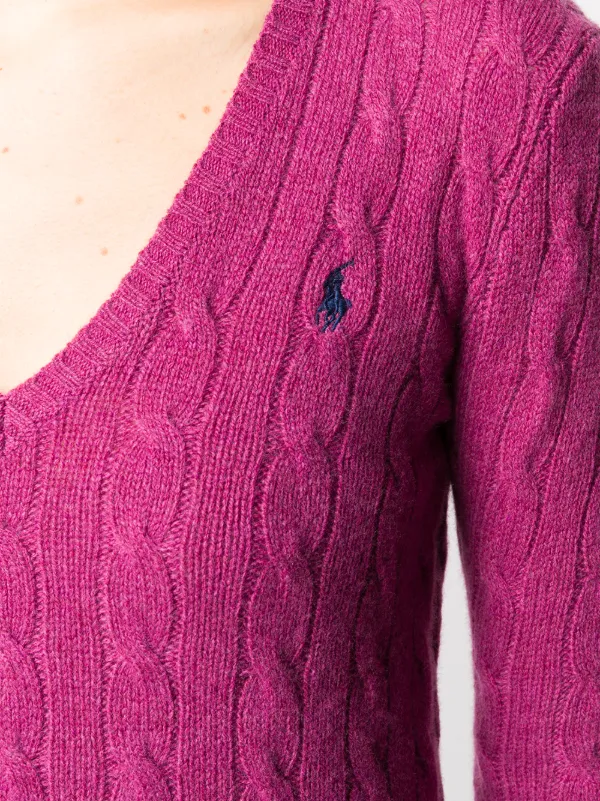 ralph lauren pink cable knit sweater