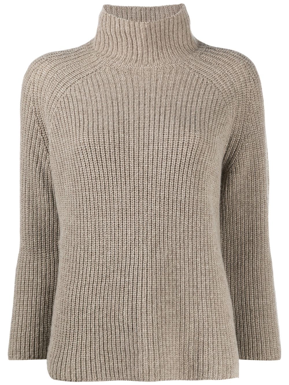 Shop Gentry Portofino Cable Knit Roll Neck Jumper In Neutrals