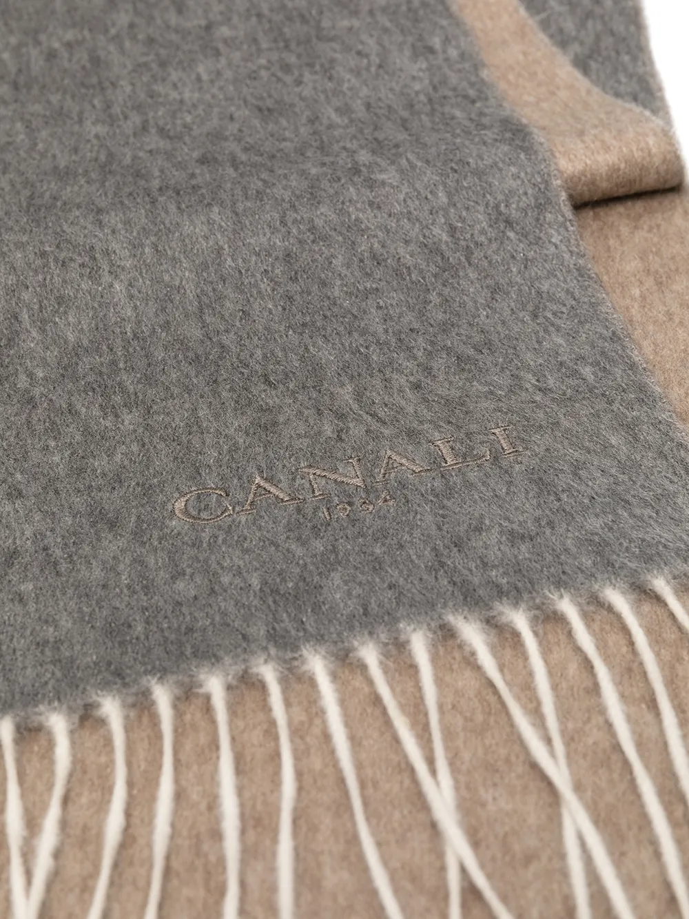 фото Canali embroidered logo knitted scarf