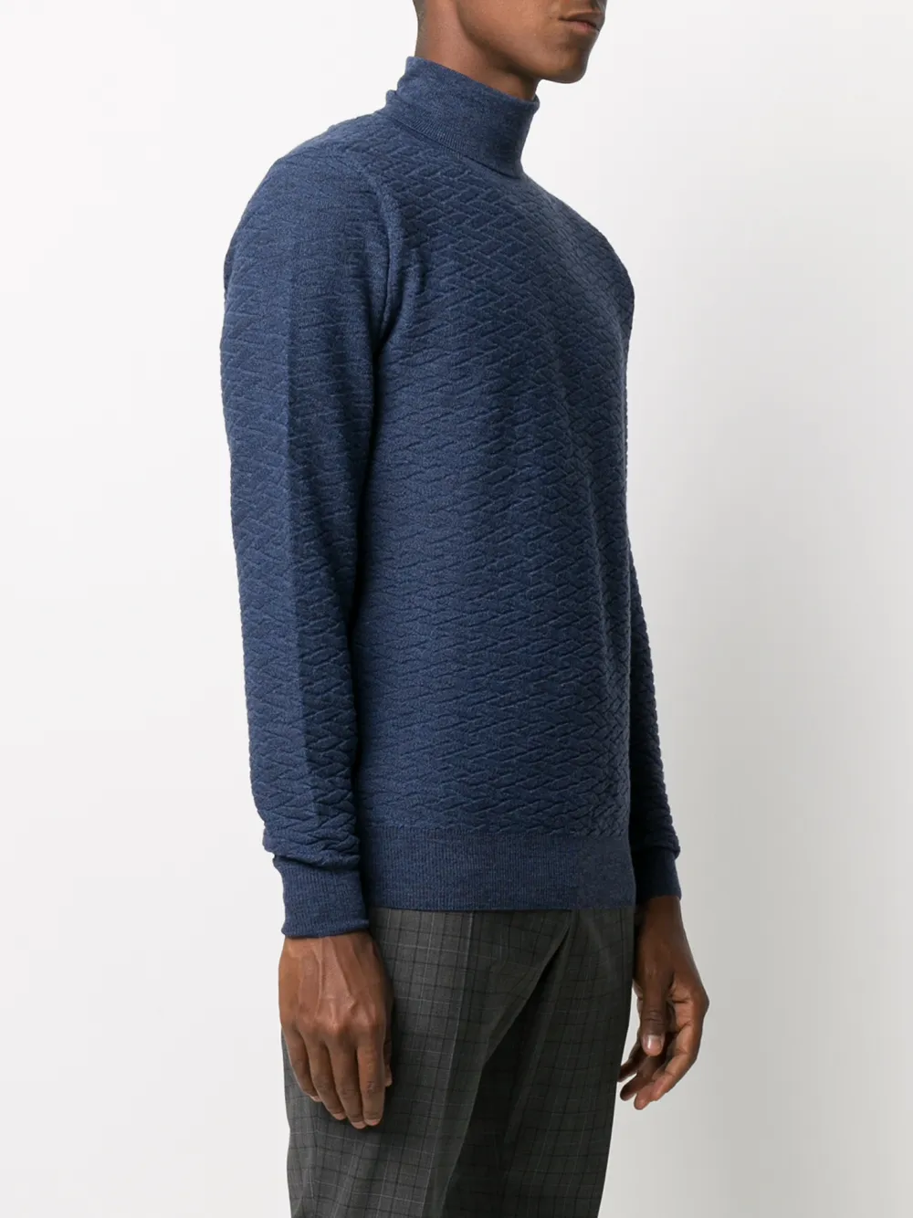 Canali Trui met geribbelde afwerking Blauw