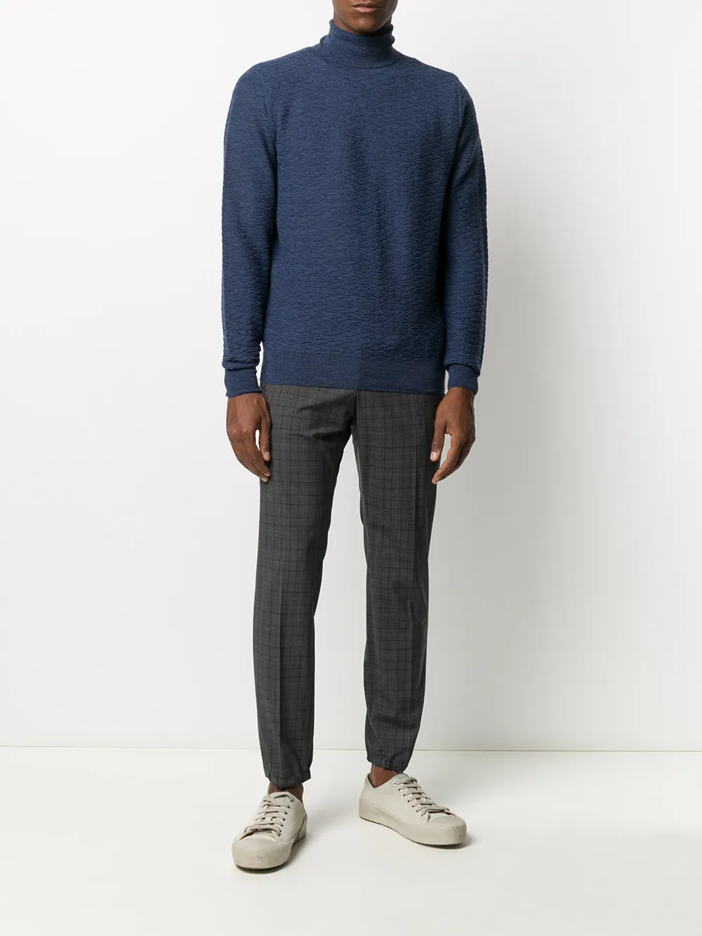 Canali Trui met geribbelde afwerking Blauw