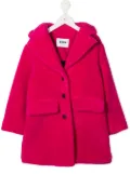 MSGM Kids embroidered logo faux fur coat - Pink