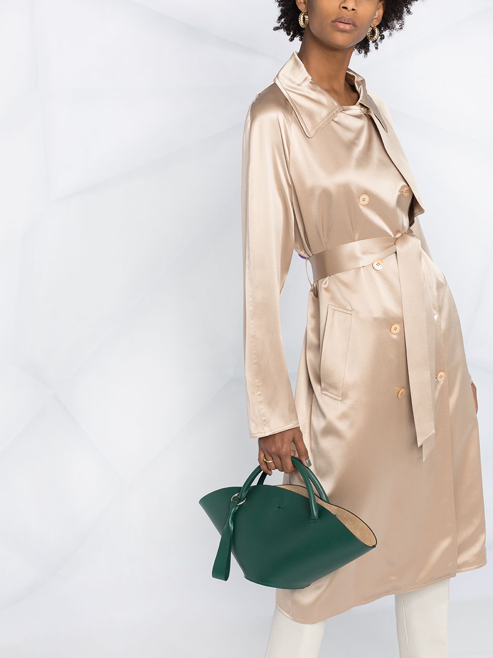 silk long trench coat