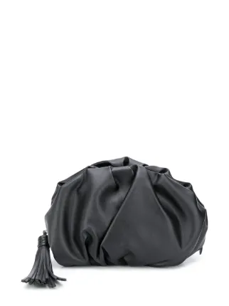 Black Frame Detail Ruched Clutch Bag