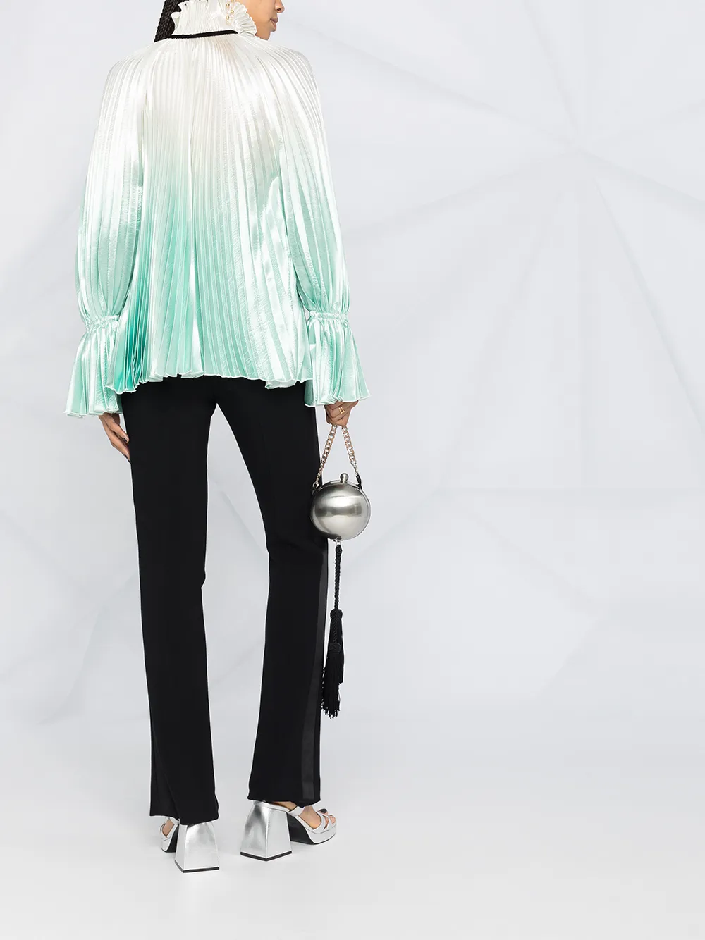 Pleated High-Neck Blouse