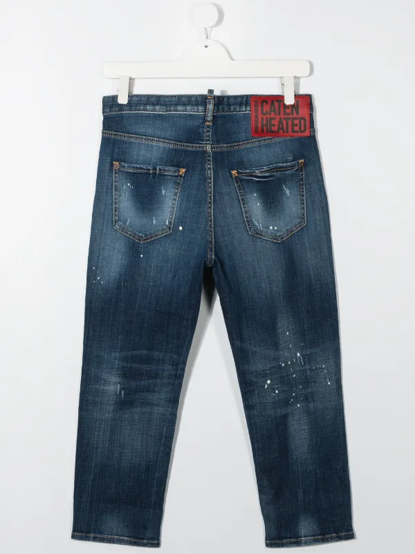DSQUARED2 キッズ　ダメージ加工 デニム　4Y Dsquared2 Kids ディースクエアード・キッズ ダメージ ジーンズ - FARFETCH