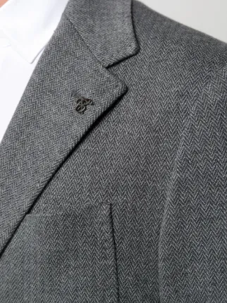 herringbone single-breasted blazer展示图