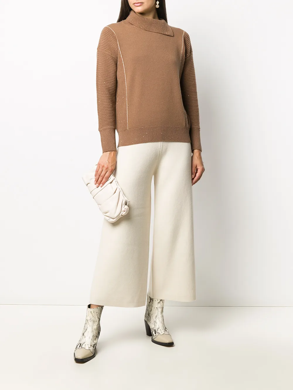 Peserico asymmetric high neck knitted jumper | Knitted Sweaters | Image 2